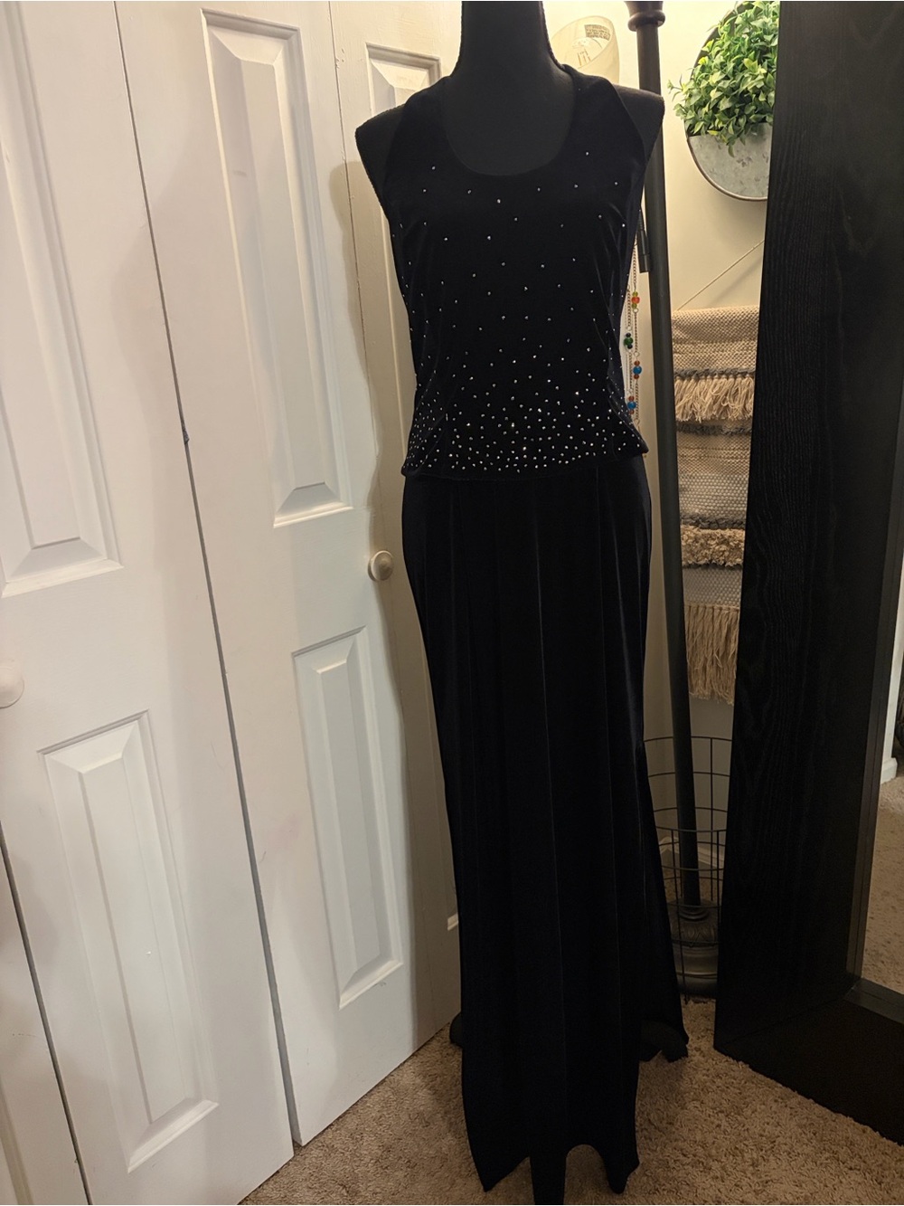 Scott McClintock Millennium 2000 Vintage Black Velvet Rhinestone Evening Dress